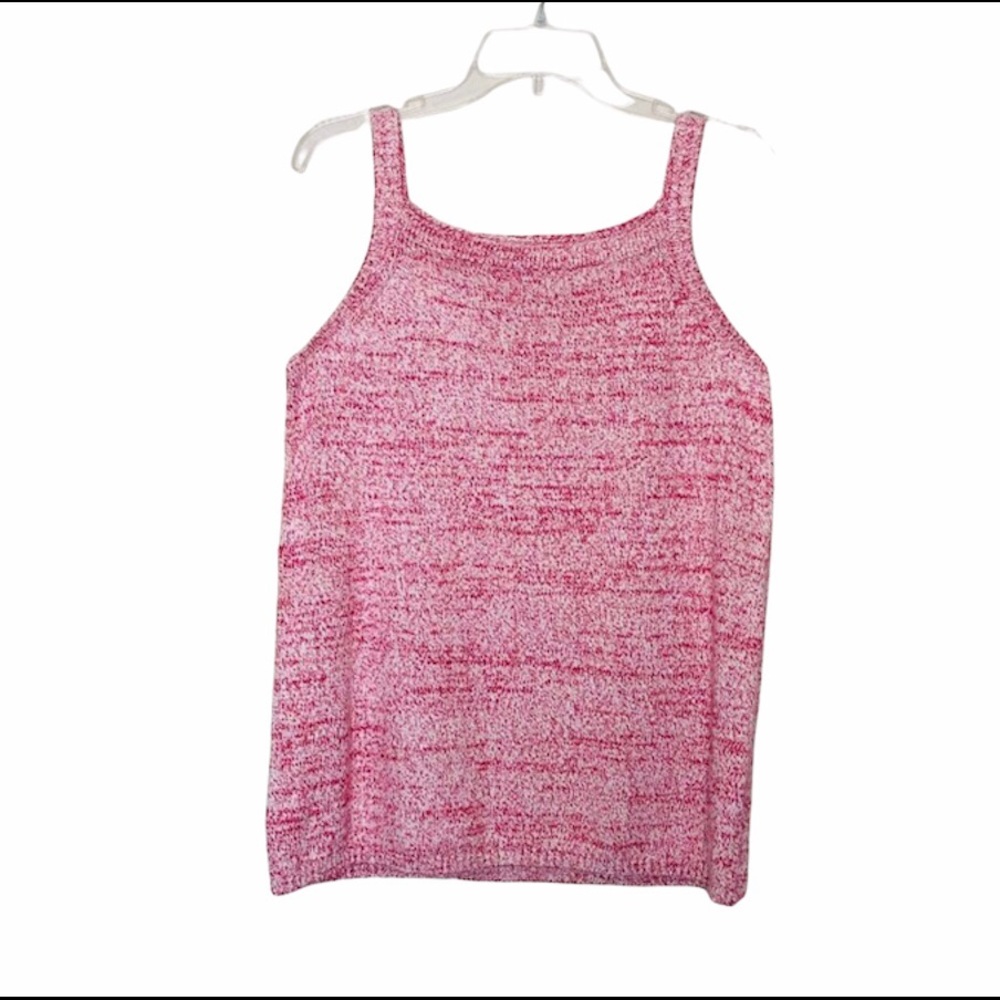 NWOT LOFT | Sweater Knit Sleeveless Tank Top Pink White Blouse Shirt Layering